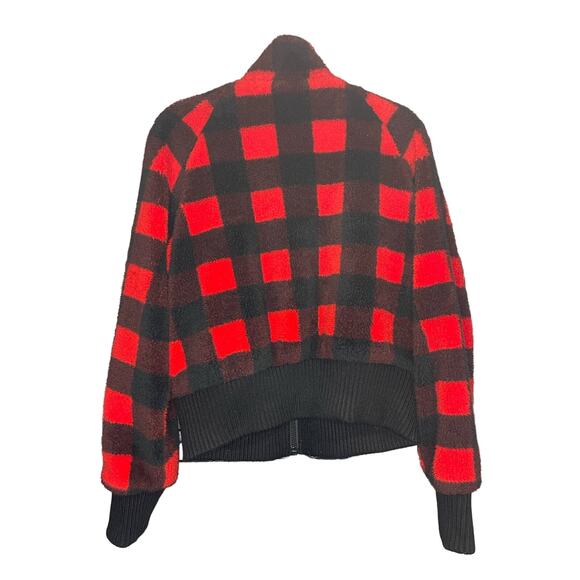 MOTHER The Funnel Neck Ribbed Checked Teddy Jacket Size L - Picture 2 of 6